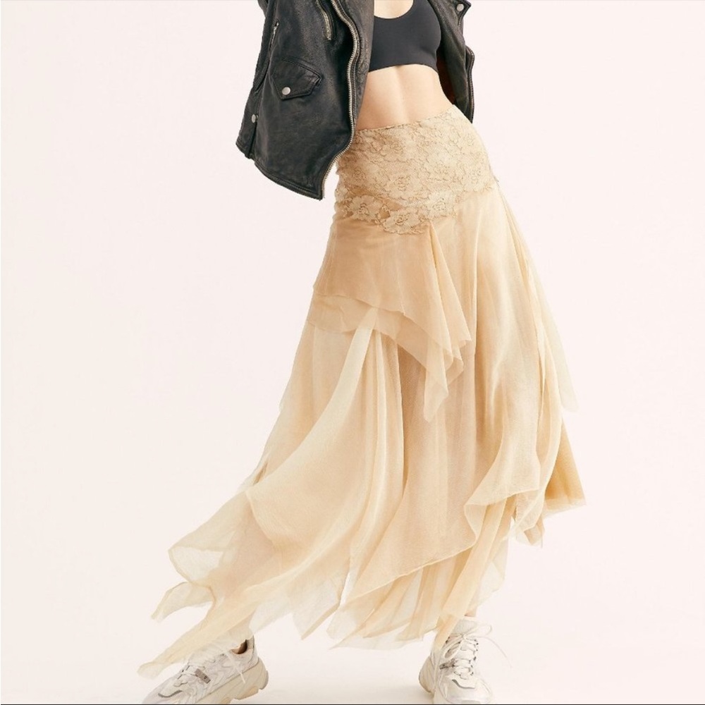 Free People x Brenda Knight whimsical silk Fairy Skirt size XS